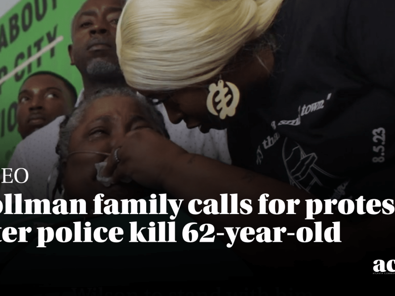 A community organizer consoles Johnny Hollman's family after Atlanta Police killed him.