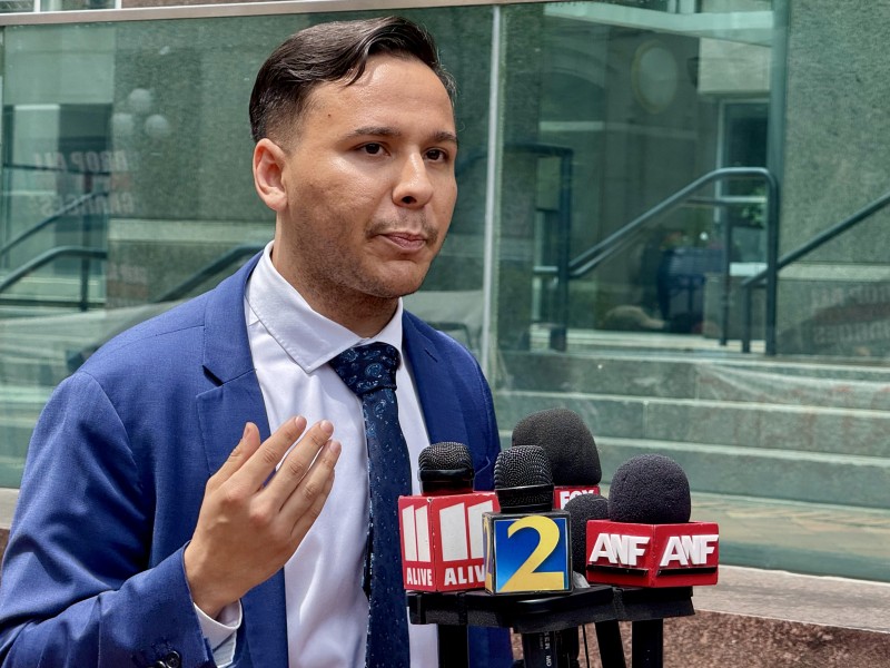 Xavier de Janon, defense attorney for one of the Stop Cop City RICO and domestic terrorism defendants, speaks during a press conference following the May 14 status hearing.