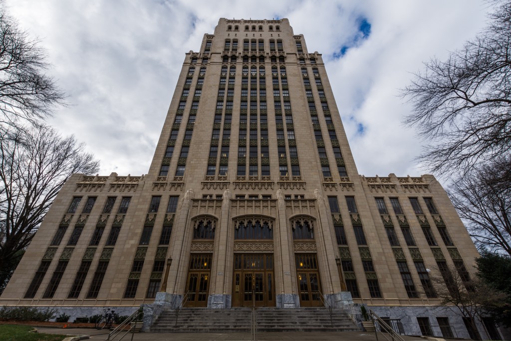 Atlanta City Hall Tower, viewed from below. Vanessa Manley