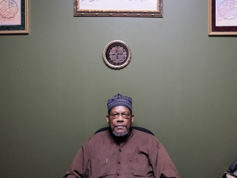 Atlanta faith leader and chaplain to the justice-impacted Muslim community, Imam Furqan Muhammad in his office at Masjid Al-Mu'Minun in Atlanta. (John Arthur Brown)