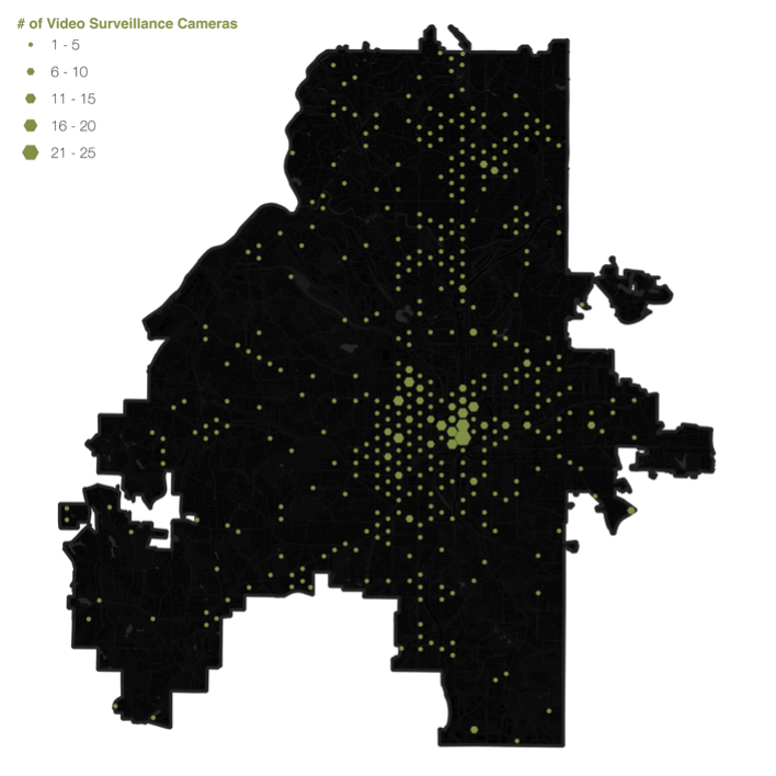 Heat map of City of Atlanta-owned surveillance cameras