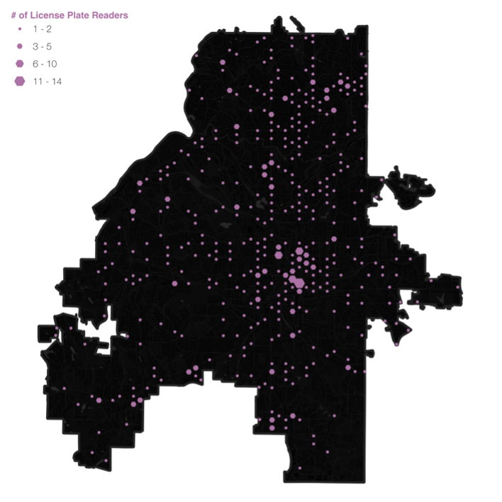 Heat map of City of Atlanta-owned license plate readers