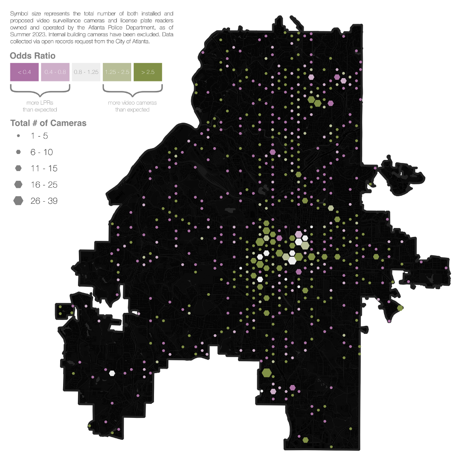 Heat map of City of Atlanta outdoor suveillance cameras