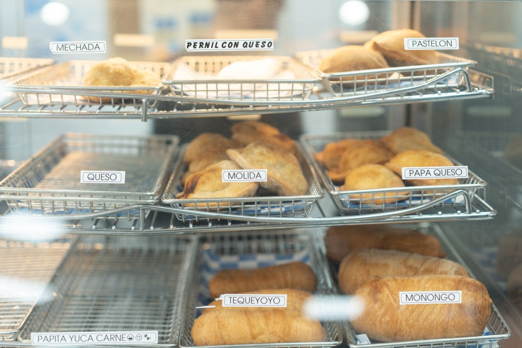 A case containing various Venezuelan foods.