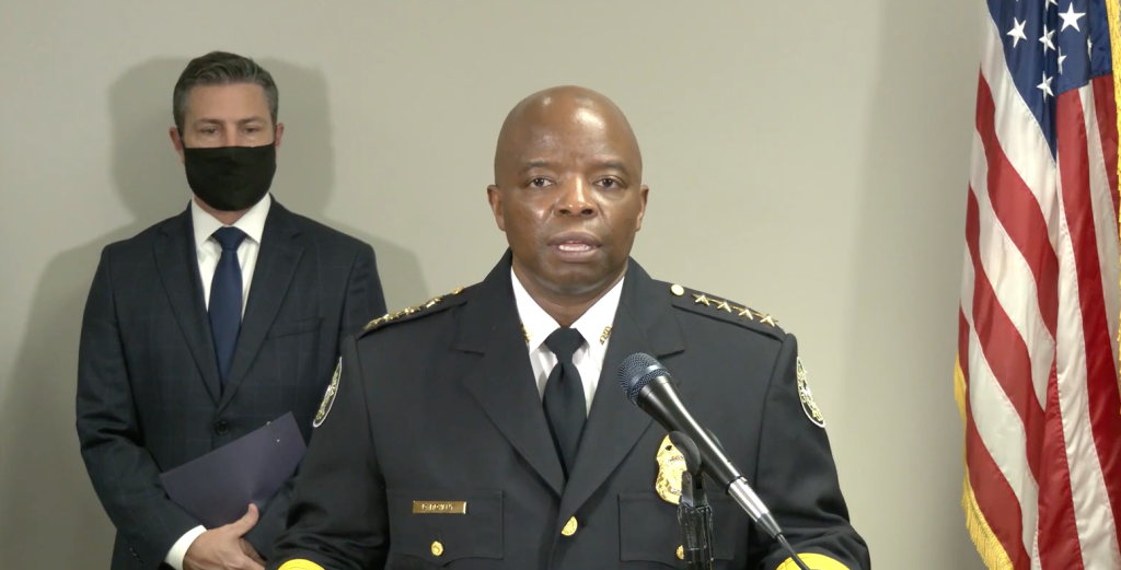 Former Atlanta Police Department Chief Rodney Bryant speaks at a press conference on Oct. 29, 2020, to discuss the joint task force, "Operation Phoenix." He was accused of defamation by Ricardo Haro for his comments during the press conference. 