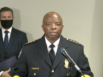 Former Atlanta Police Department Chief Rodney Bryant speaks at a press conference on Oct. 29, 2020, to discuss the joint task force, "Operation Phoenix." He was accused of defamation by Ricardo Haro for his comments during the press conference.