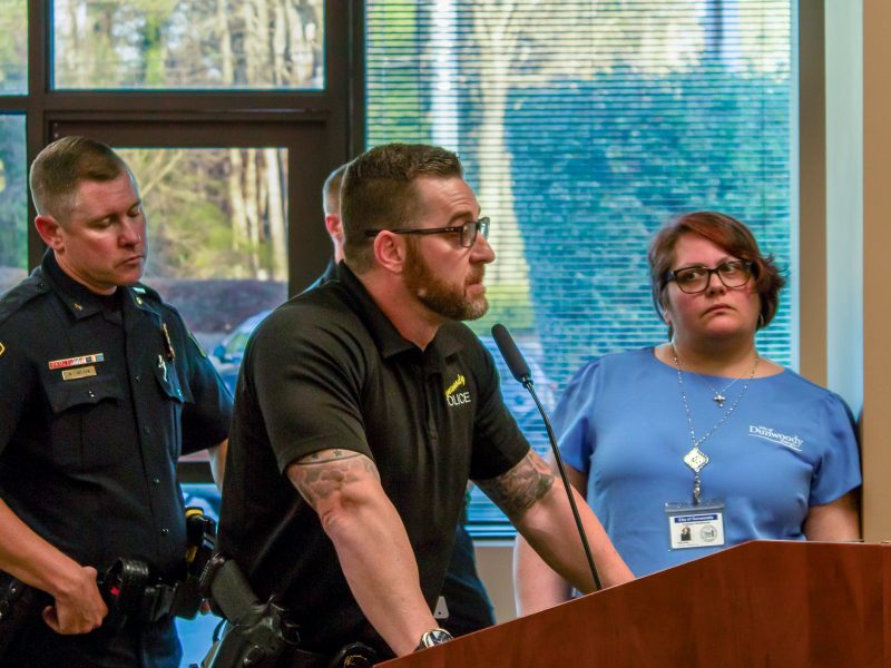 Dunwoody Police Department Major Patrick Krieg answers questions about the department's use of Flock Safety technology from the Dunwoody City Council ahead of a vote on a new contract with the company.