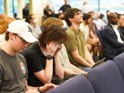 People attend a city council meeting at Dunwoody City Hall to discuss Flock Safety cameras in Dunwoody, Georgia, U.S., April 14, 2026. ACPC/Megan Varner