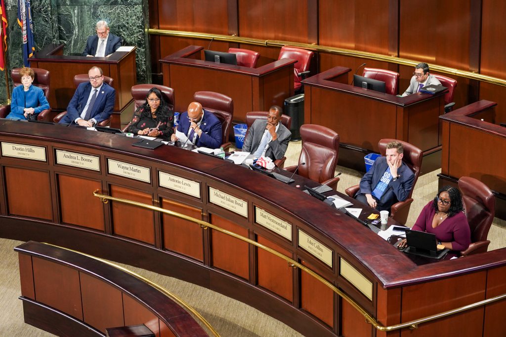 Council members listen to public comment during a regular meeting of the Atlanta City Council at City Hall in Atlanta, Georgia, U.S., April 21, 2026. ACPC/Megan Varner